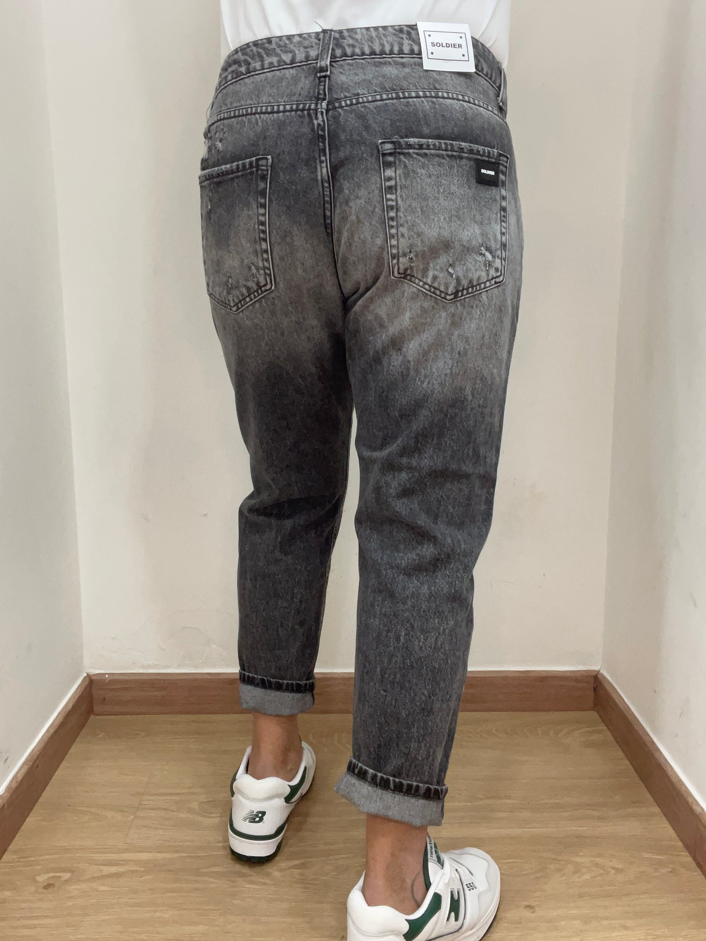 Jeans Nero Soldier Cropped