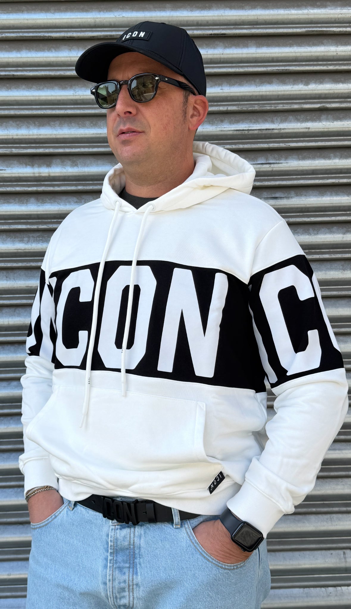 Felpa cappuccio c/logo stripe