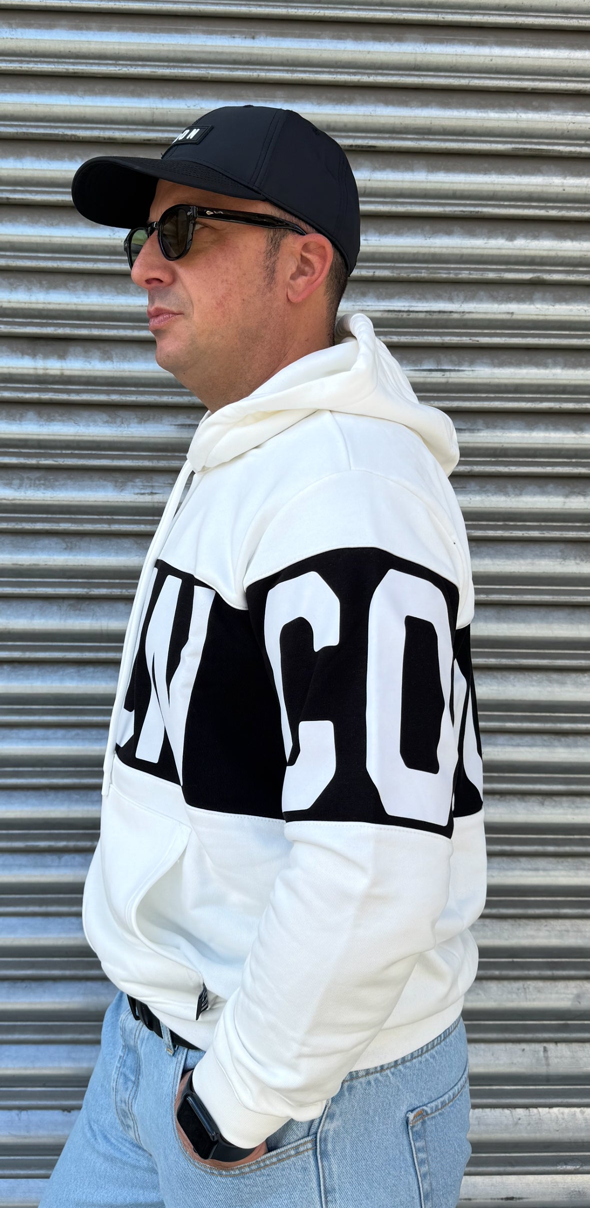 Felpa cappuccio c/logo stripe