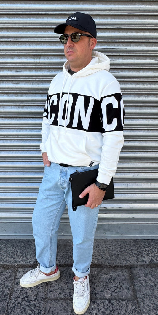 Felpa cappuccio c/logo stripe