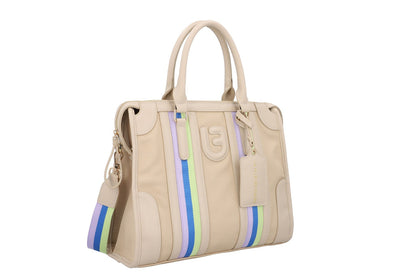 Borsa Asmara Stripes Canvas Beige La Fille Des Fleurs