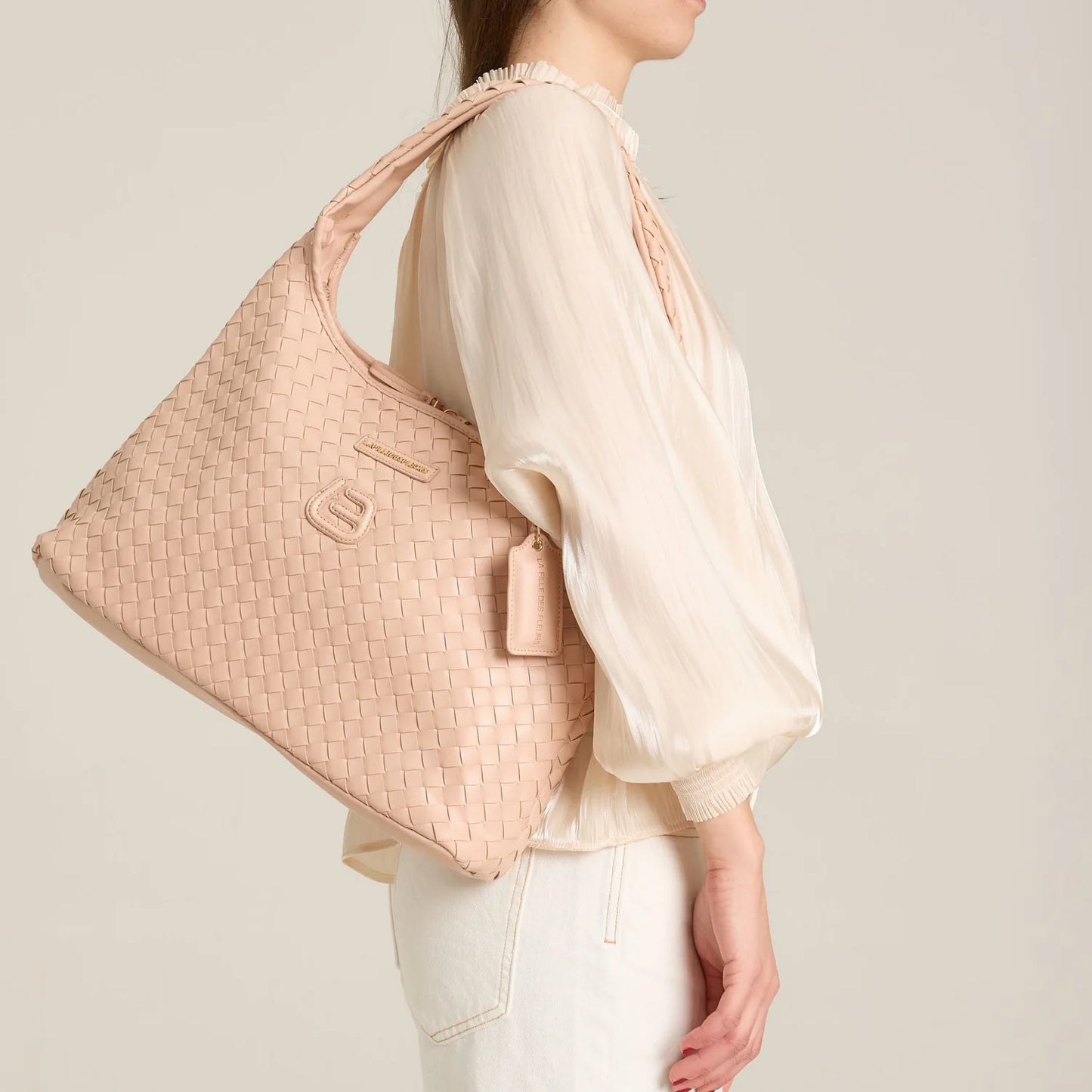 Borsa DOROTHEA INTRECCIATO NUDE BLOOM La Fille Des Fleurs